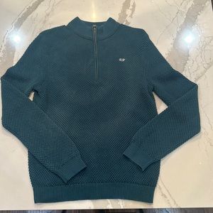 Vineyard vines, green quarter zip sweater